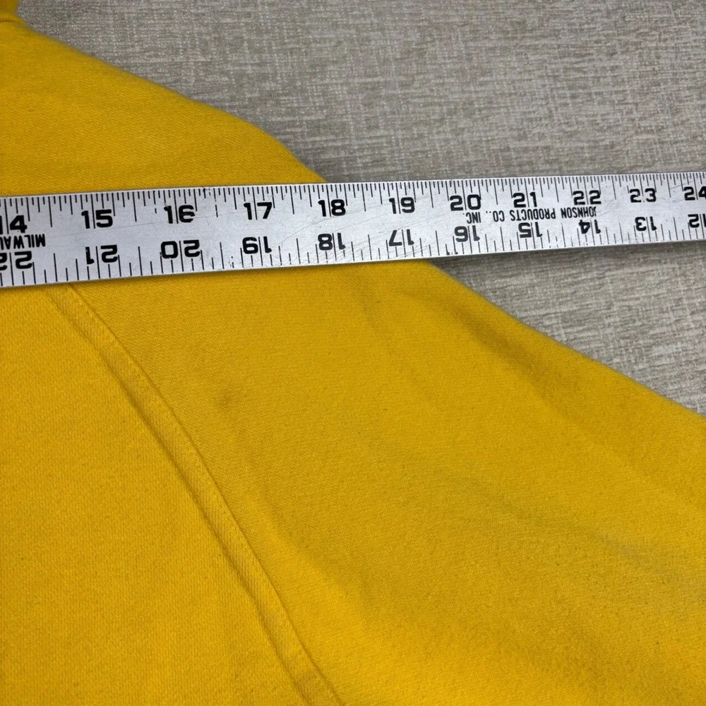 Vintage Adidas Yellow Pullover Hoodie Mens Medium 3 Stripe Hood Sleeve Graphic